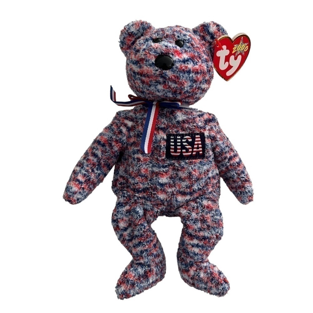Collectible Ty USA Red White & Blue Beanie Bear